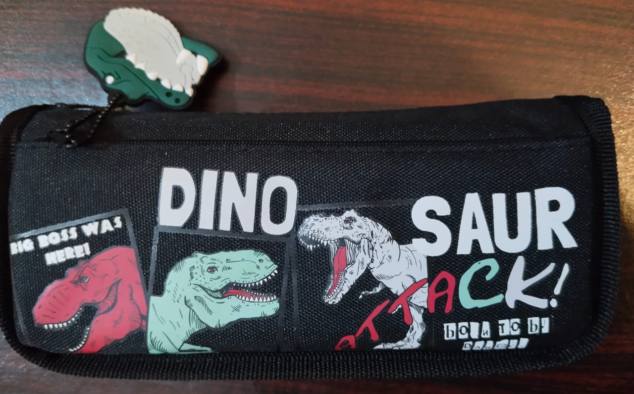 Dinosaur Attack Black Pencil Case