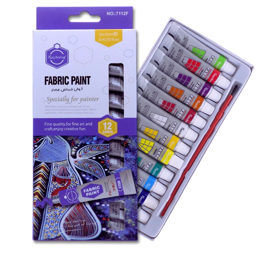 Keep Smiling Fabric Paint 12 Pack 12 ML
