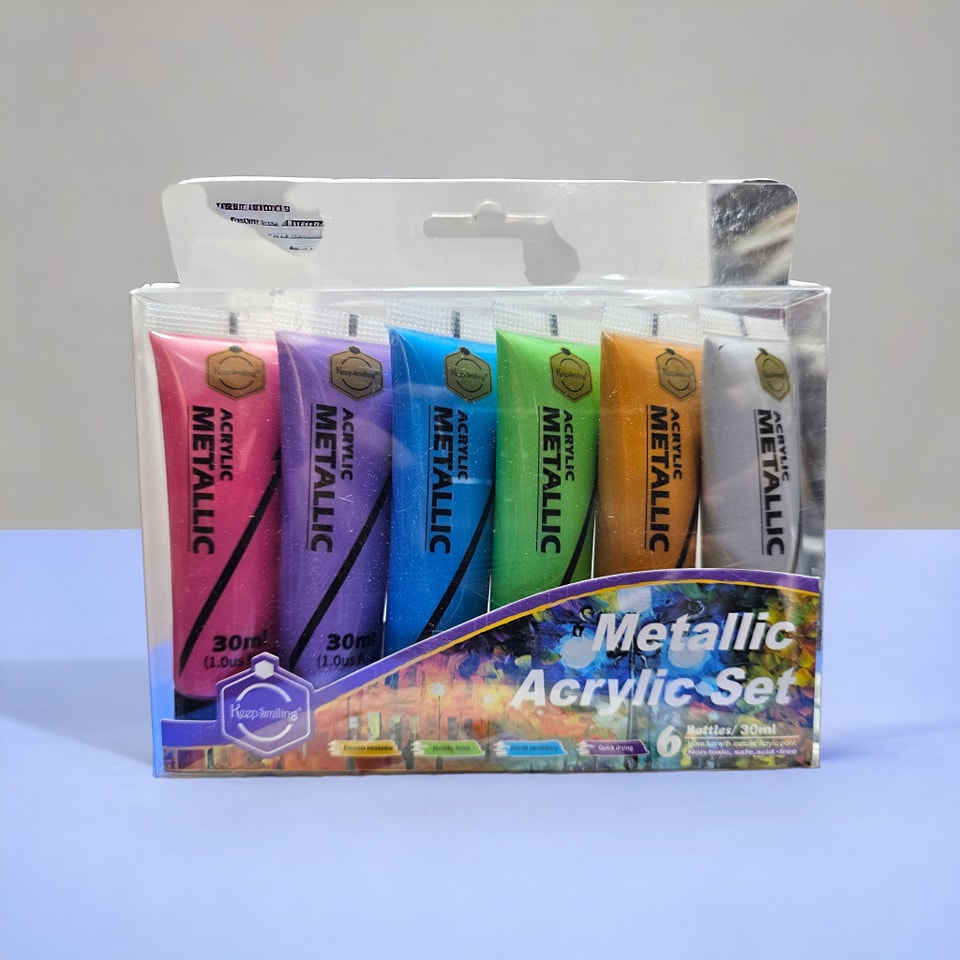 Keep Smiling Metallic Acrylic Colors 30ML Pack of 6