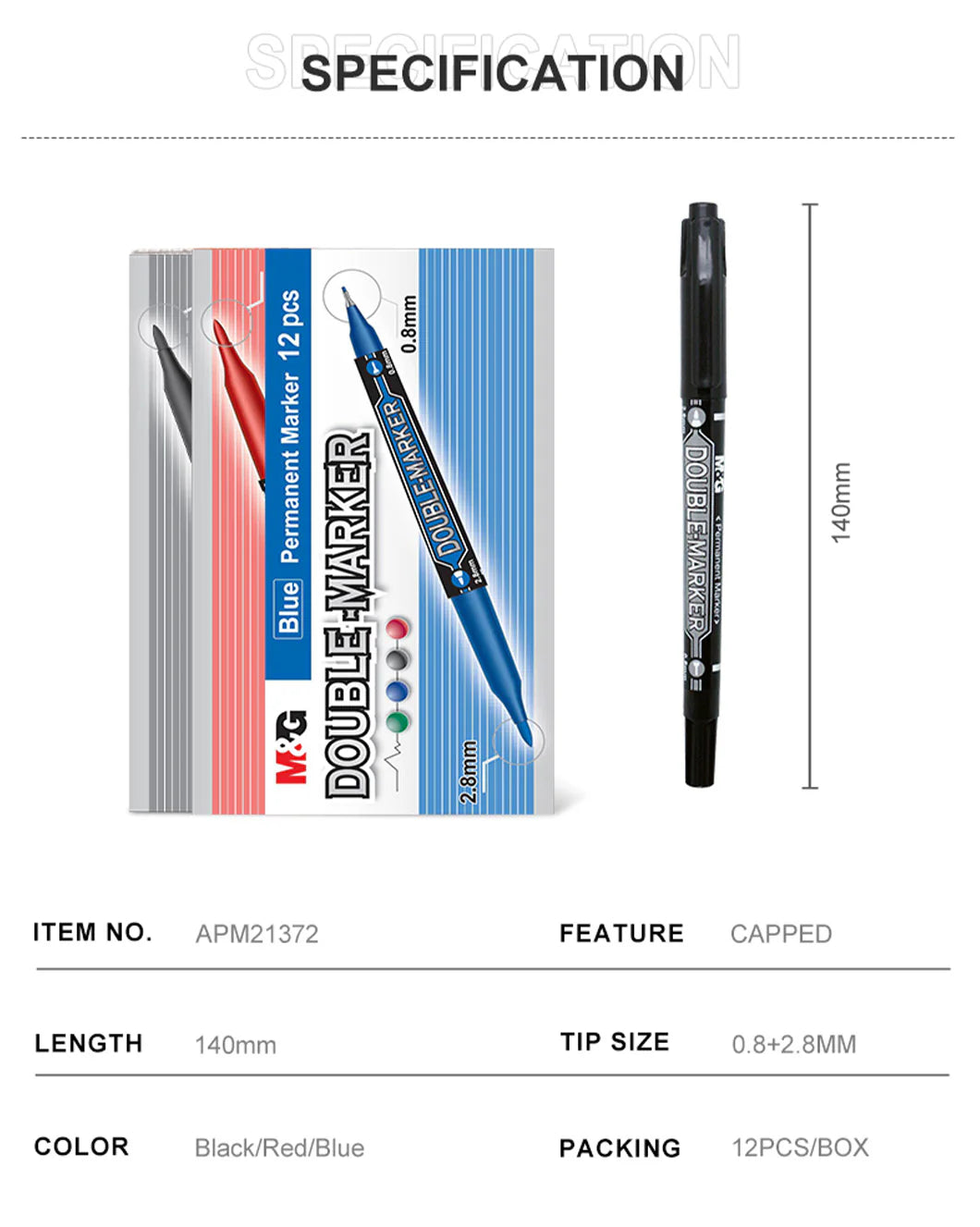 M&G Double Marker Pack of 12