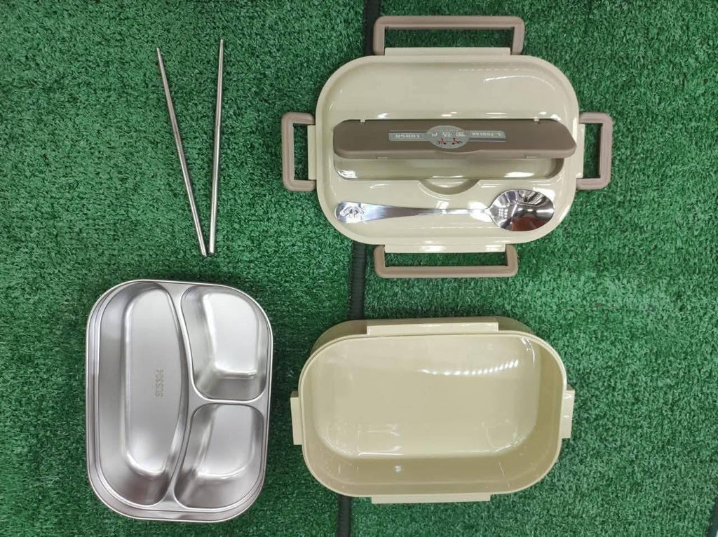 S. Youfan Stainless Steel Compartmentalized Lunch Box with Spoon Holder