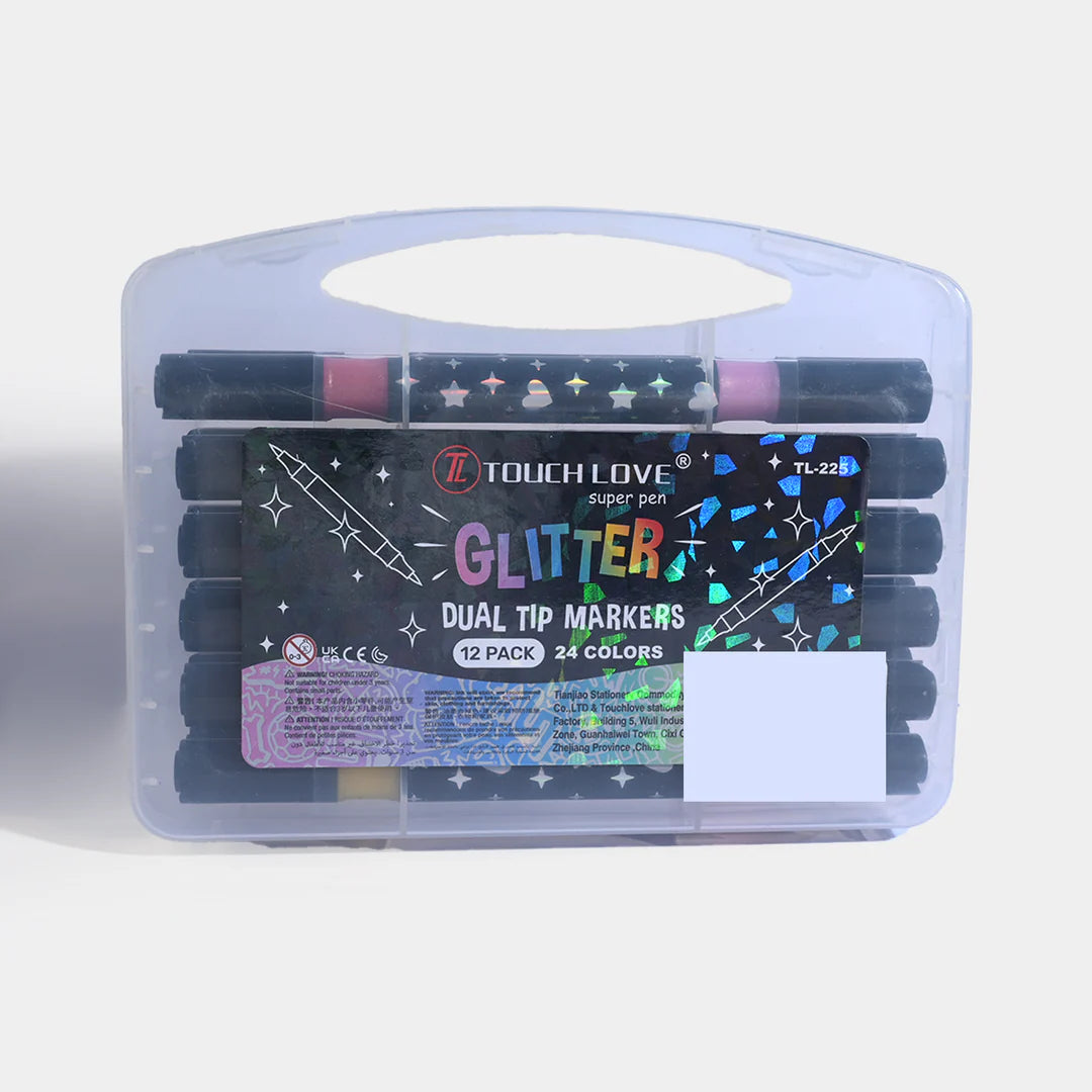 Touch Love Dual Tipped Glitter Markers Pack of 12