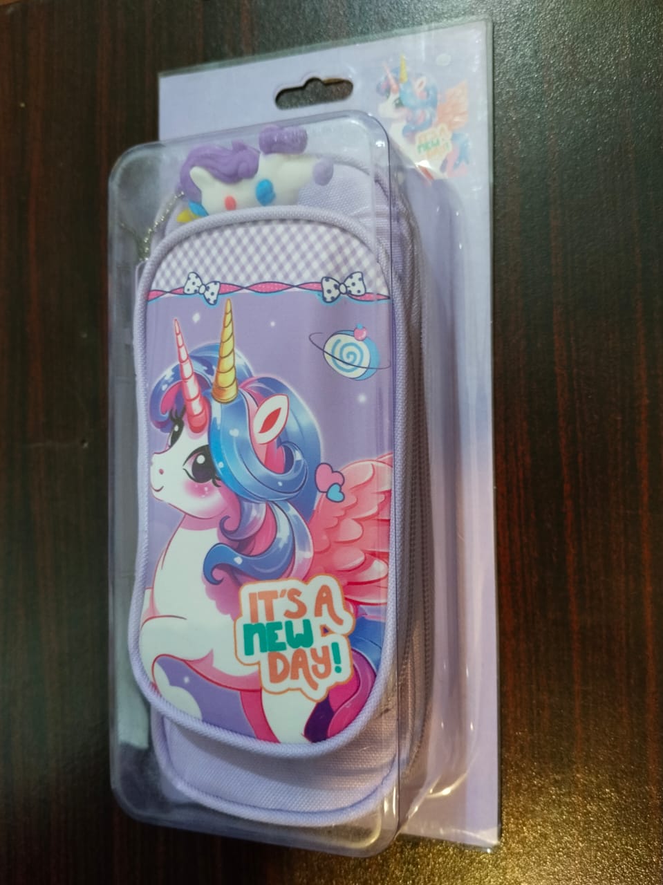 Unicorn "Its a new day" Purple Pencil Case